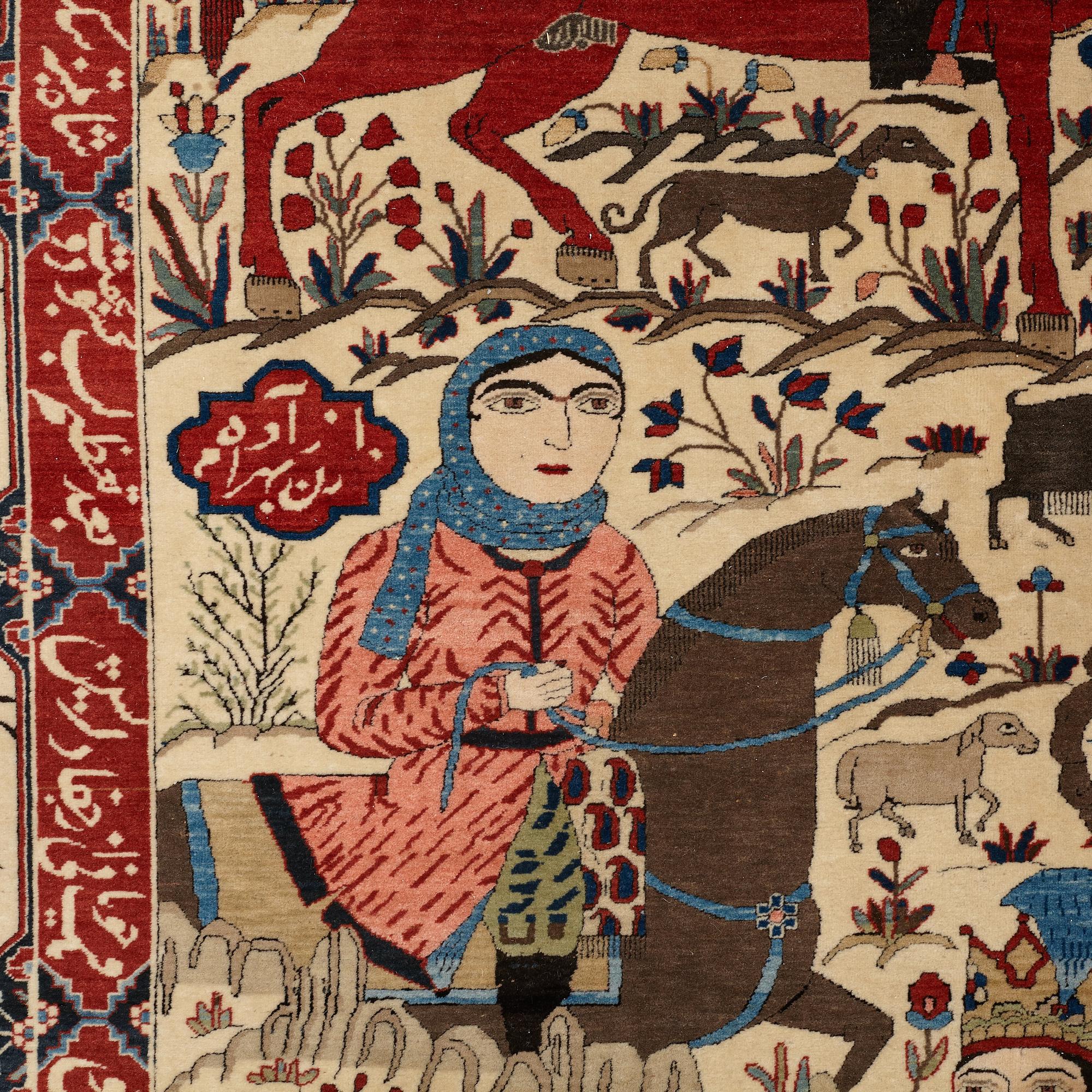 MATTA, semiantik Keshan figural, s.k. Motachem, ca 205,5 x 140,5 cm.