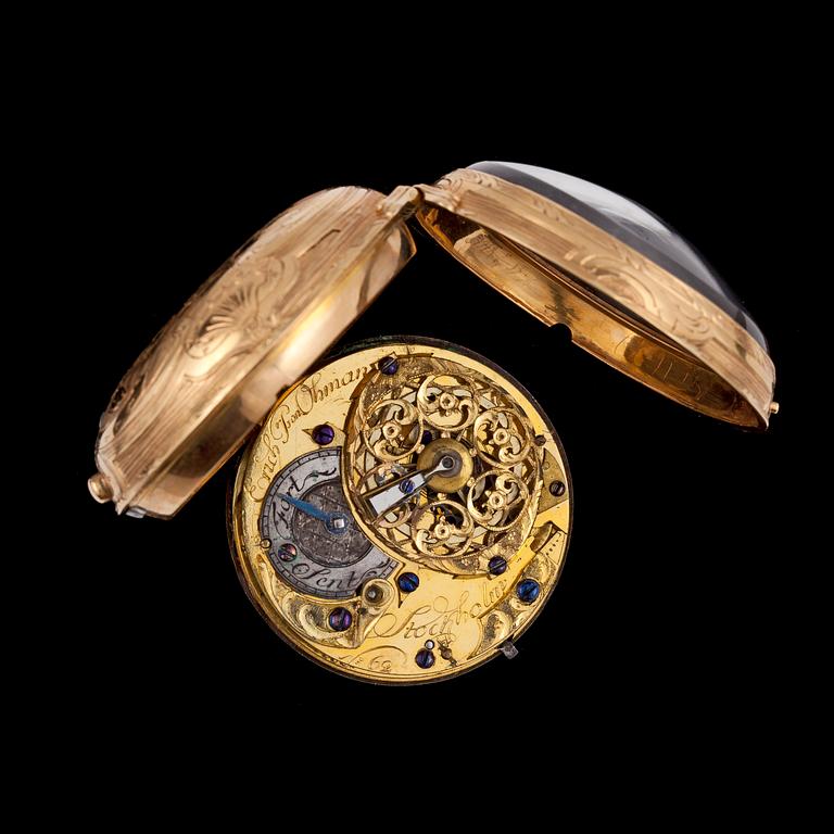 A gold verge pocket watch, Öhman, Sweden, c. 1790-1810.