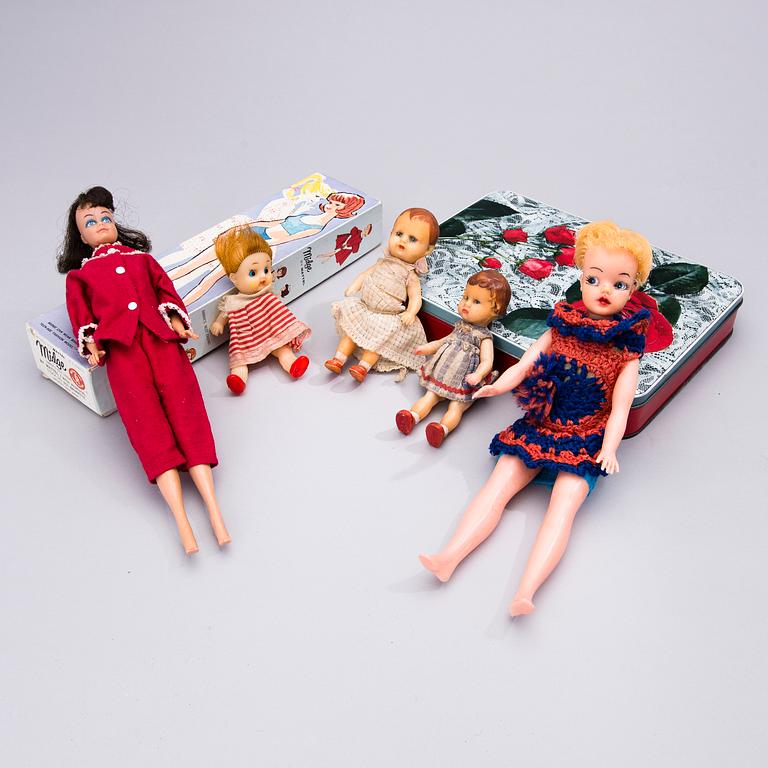 PARTI DOCKOR, 5 ST, bl a "Midge" och "Sindy", 1960-tal.