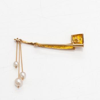 Björn Weckström, Brosch "Nagaikka", 14K guld och odlade pärlor. Lapponia 1967.