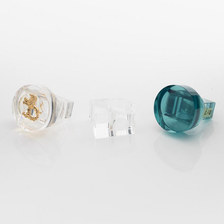 Siv Lagerström, tre ringar, akrylplast, 1970-tal.