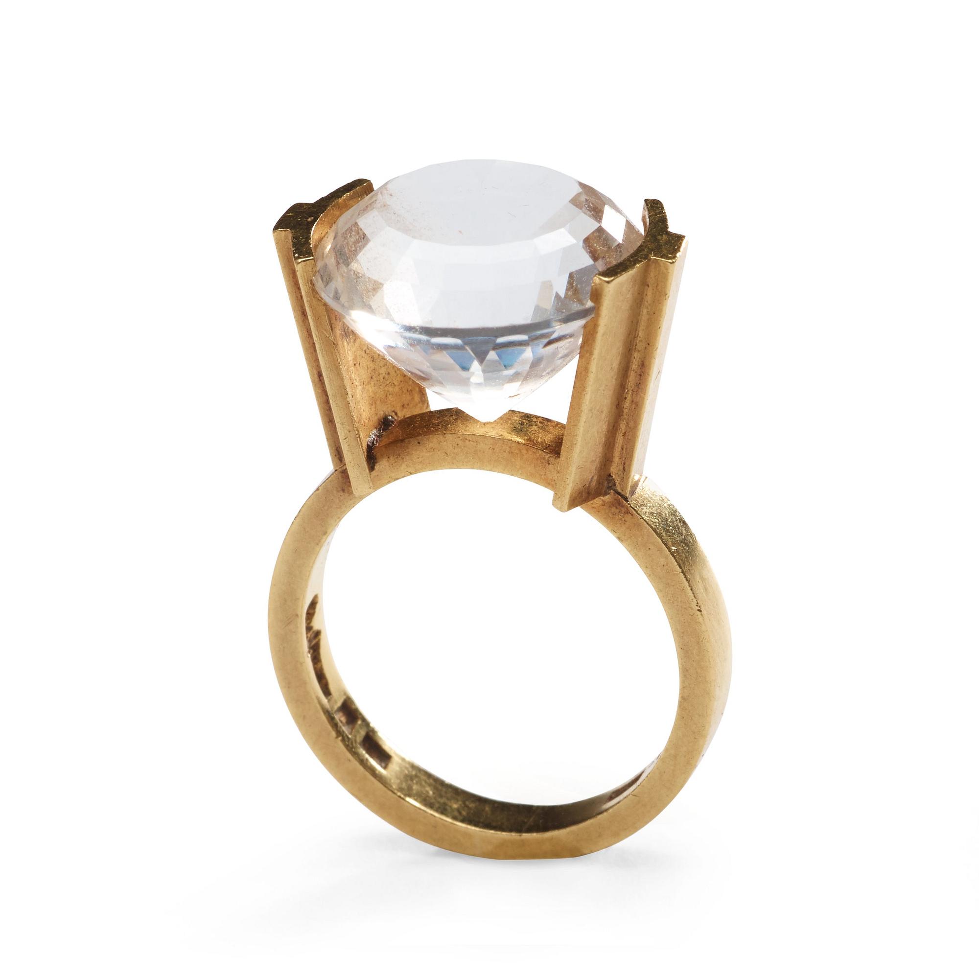 Wiwen Nilsson, a 18k gold ring with a facet cut rock crystal, Lund 1972.
