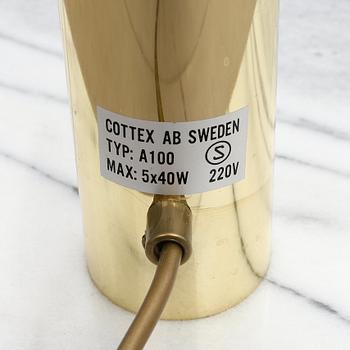 GOLVLAMPA, mässing och marmor, Cottex Sweden, 1900-talets andra hälft.