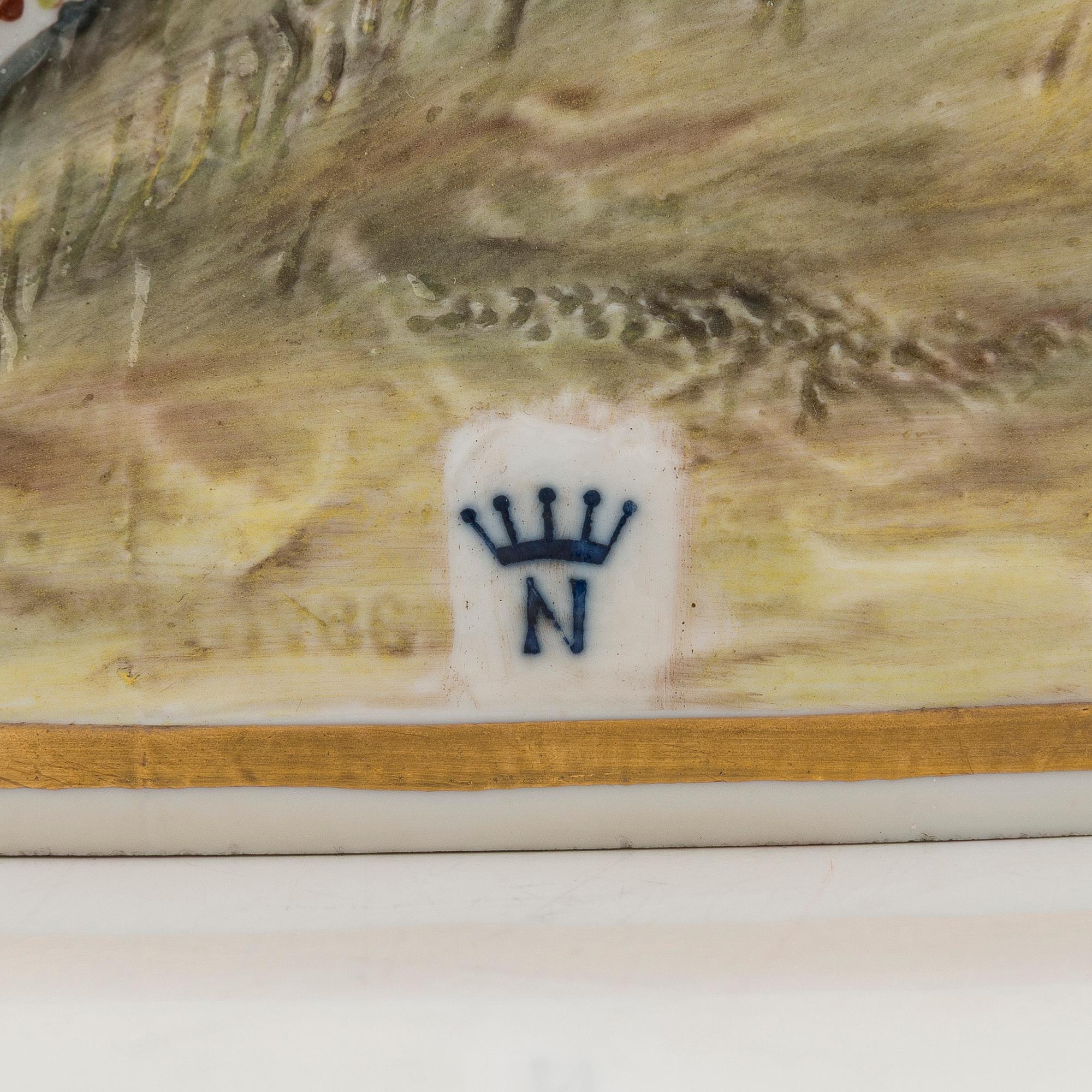 A porcelain lace figurine, Naples style mark, the 20th century.