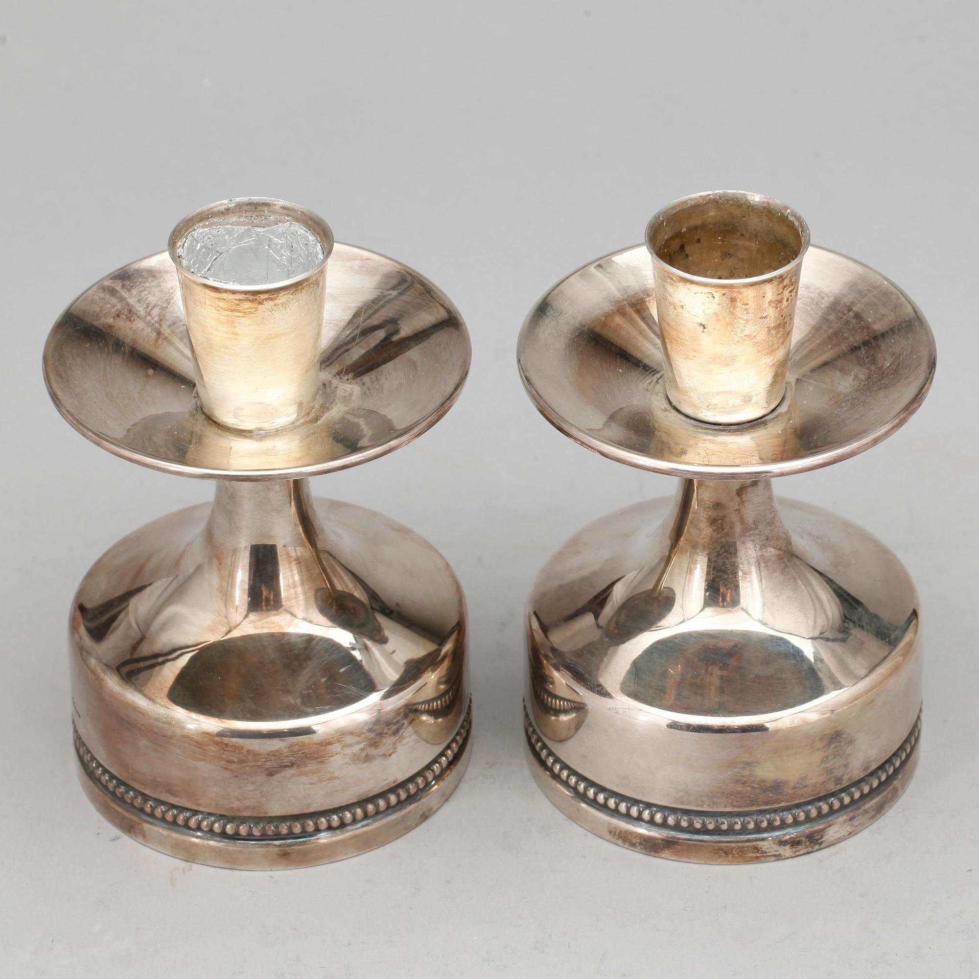 LJUSSTAKAR, ett par, silver, Löfman, MGAB, Uppsala, 1974.