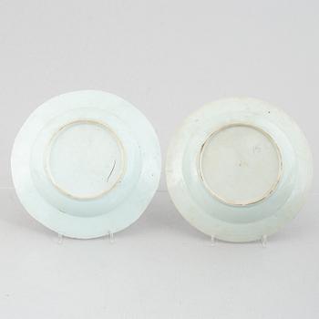 Tallrikar, 6 st, kompaniporslin, Kina, Qianlong (1736-95).