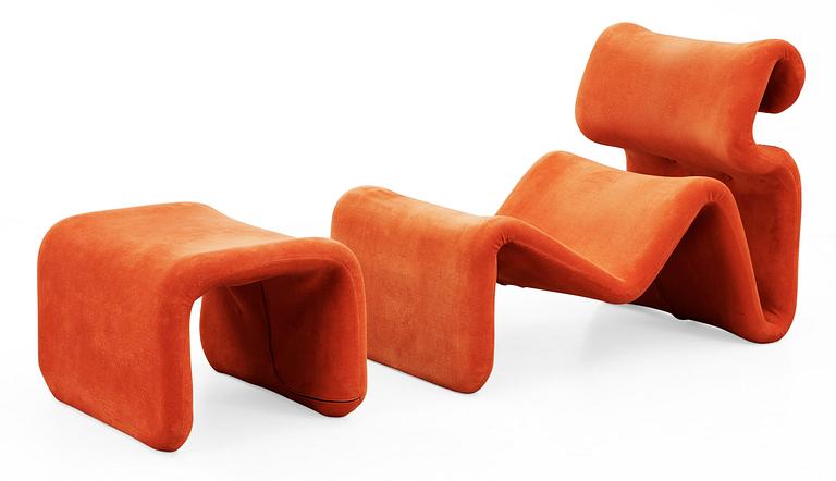 A Jan Ekselius 'Etcetera' or 'Jan' easy chair with ottoman. JO Carlsson  1970's.