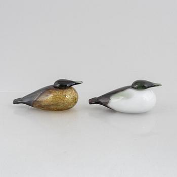 Oiva Toikka, glasfåglar, 2 st, Nuutajärvi, Notsjö, Finland.