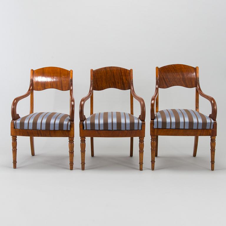 A set of three Biedermeier armchairs, probably St. Petersburg  1820s.