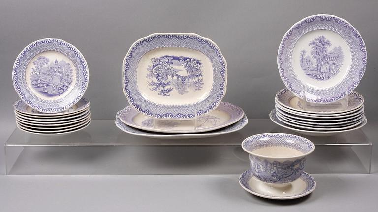 MATSERVIS, ca 47 delar, flintgods, Rörstrand. 1800/1900-tal.