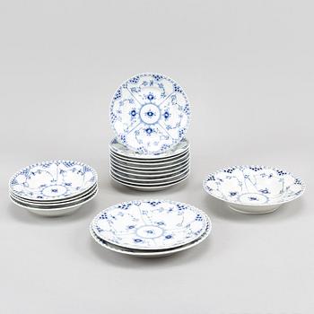 17 parts of the porcelain dining service 'Musselmalet' from Royal Copenhagen.