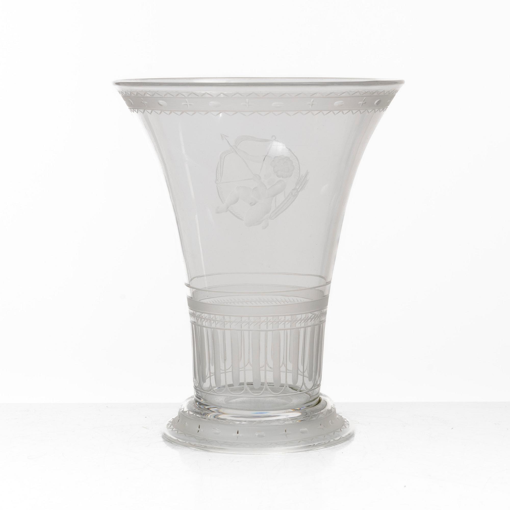 Simon Gate, vas, graverat glas, Orrefors, modell G 171, 1920-tal.