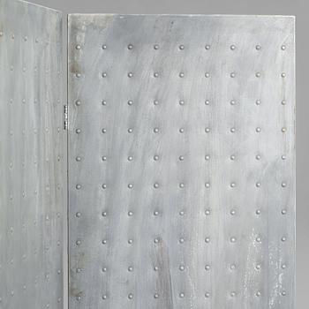 Mats Theselius, an aluminium "Rörligt objekt" room divider, Källemo Sweden post 1989.