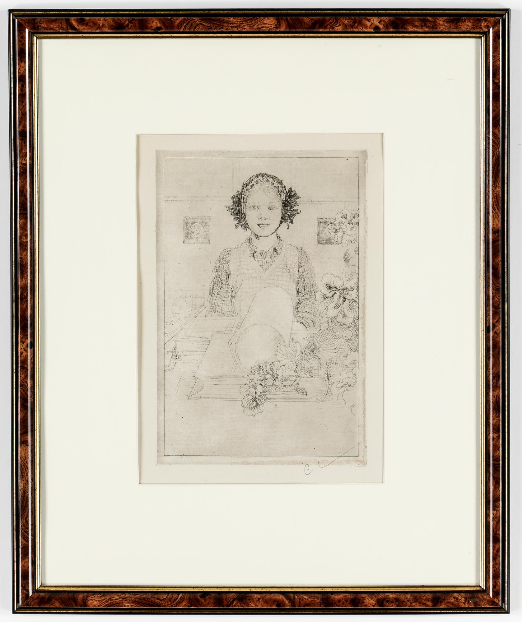 CARL LARSSON, etsning, monogramsignerad.