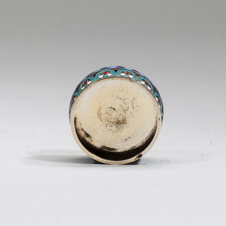 SALTKAR, silver och emalj, Ryssland, Moskva 1891.