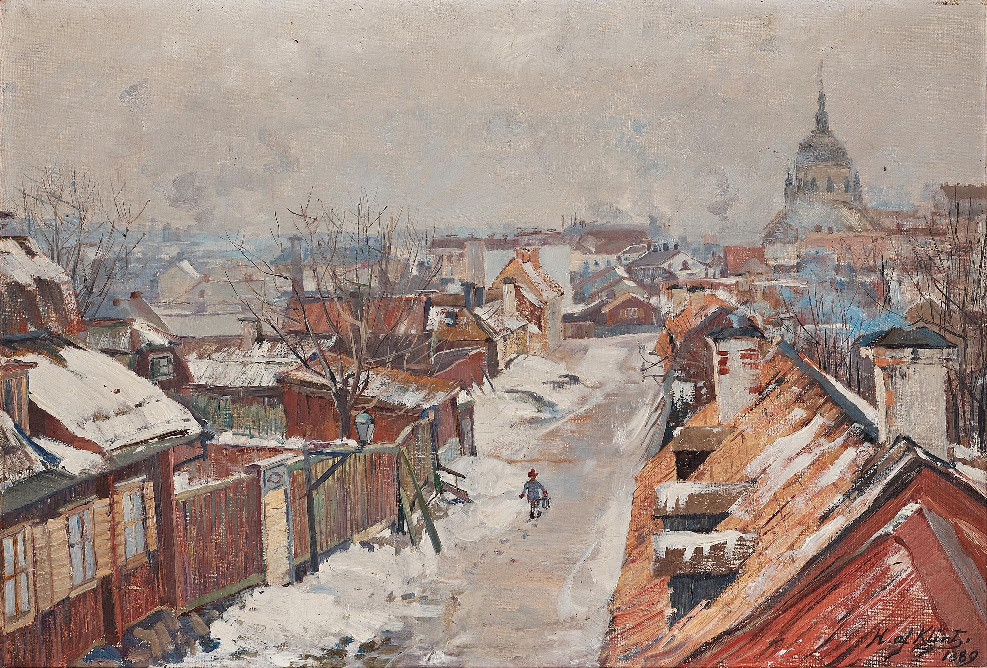 Hilma af Klint, Stigbergsgatan, Södermalm, Stockholm with Katarina church.