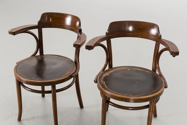 A PAIR OF THONET STYLE ARMCHAIRS.