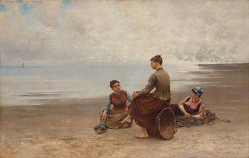 638. August Hagborg, Mussel pickers on the beach.