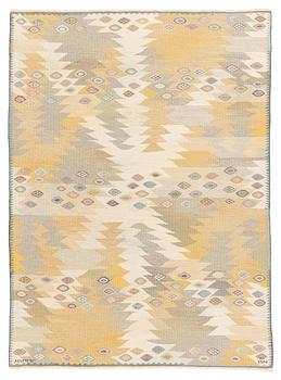 Barbro Nilsson, matto, "Tånga ljus", flat weave, ca 226,5 x 163-164 cm, signed AB MMF BN.