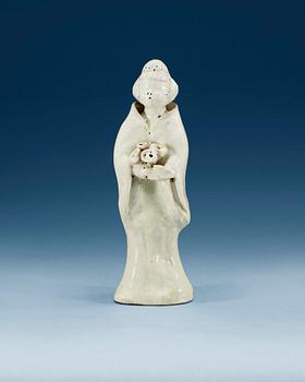 1761. A white ge-glazed figure of a lady with flowers, presumably Japanese.