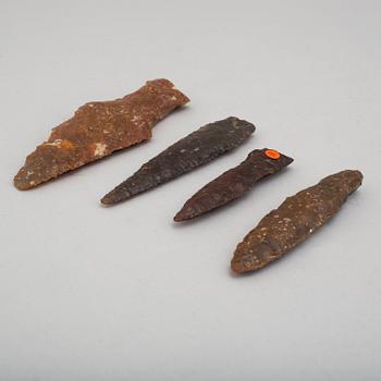 Four neolithic flint points.