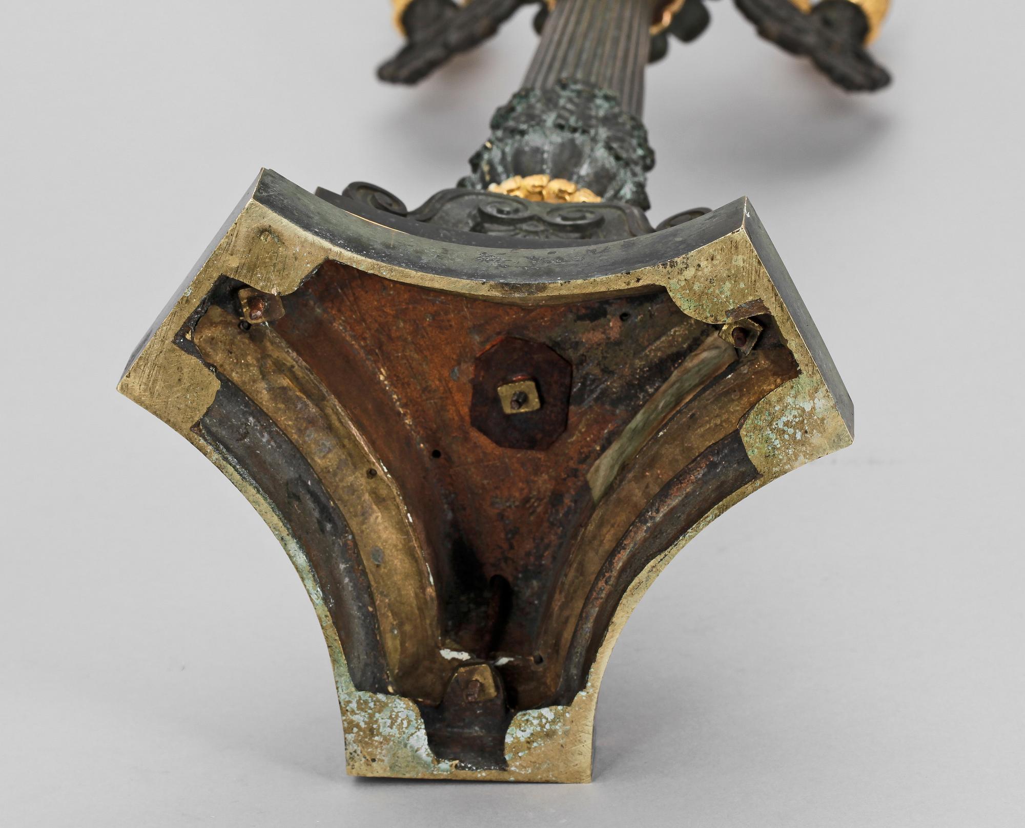 KANDELABER, brons, empirstil, 1800-tal.