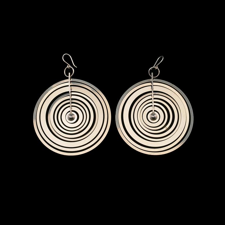 Tapio Wirkkala, A PAIR OF EARRINGS, silver, "Silver Moon", N. Westerback Helsinki 1971.