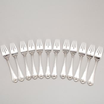 FISKBESTICK, 24 del, silver, sachsisk modell, svenska kontrollstämplar. Vikt ca 1280 gram.