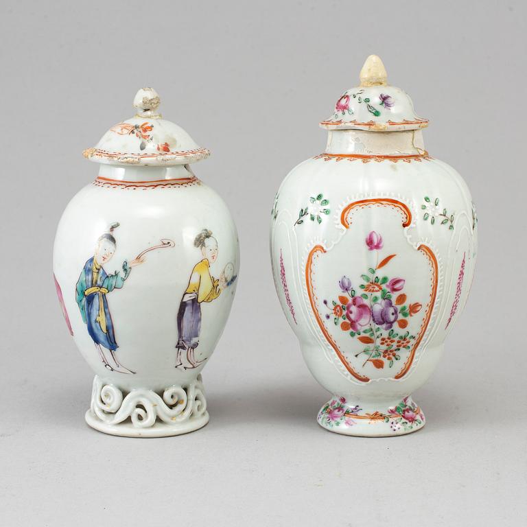 Two famille rose tea caddies, Qing dynasty, Qianlong (1736-95).