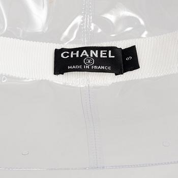 Chanel, a transparent PVC hat, size S.