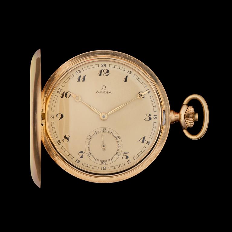 Fickur. OMEGA. Guld 14k, totalvikt 82g. 50mm. 1941. Originaletui.