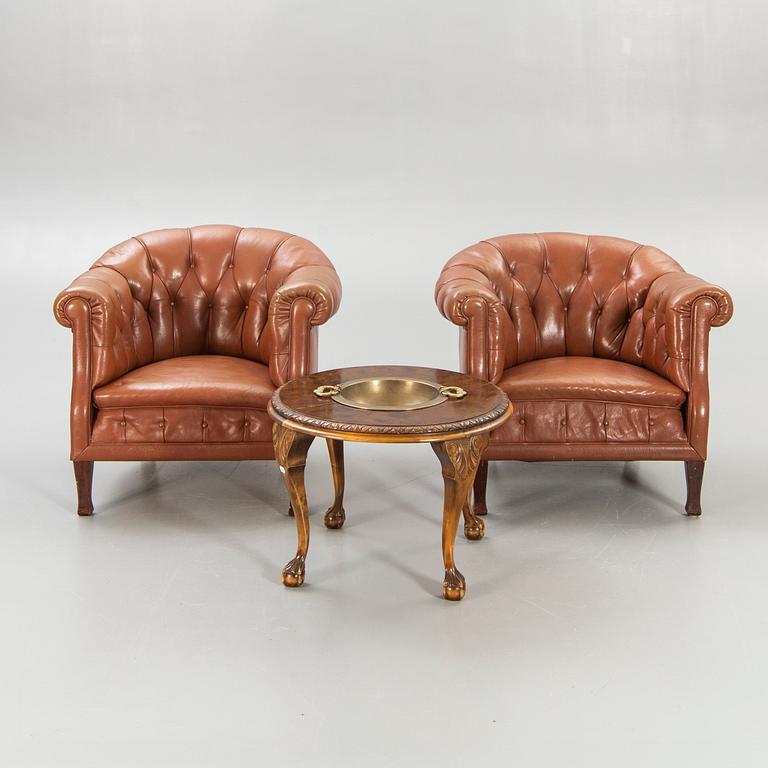 Armchairs, "Club armchair", table, first half of the 20th century.