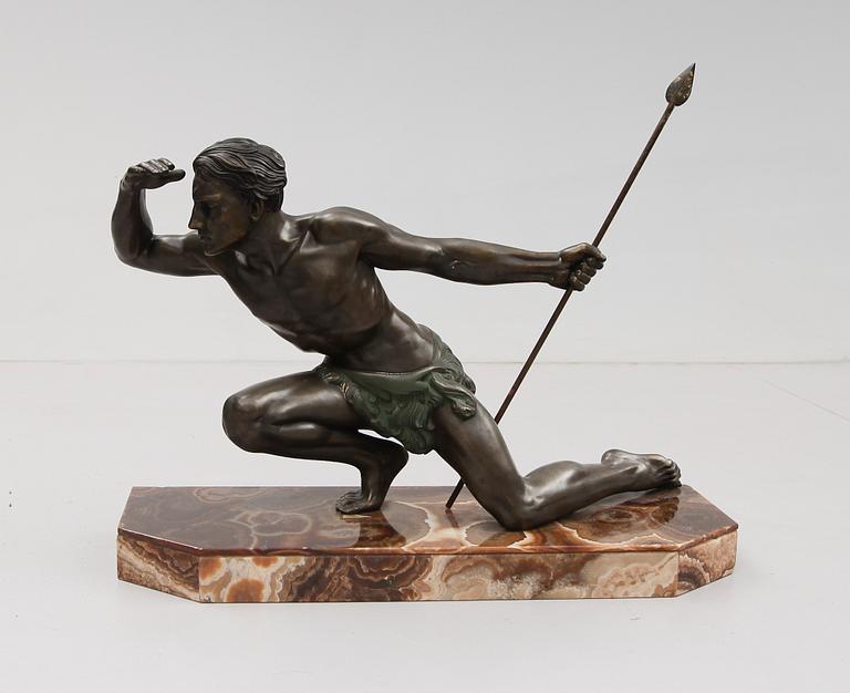 SKULPTUR, brons, art déco, sockel signerad J de Roncourt, 1900-talets första hälft.