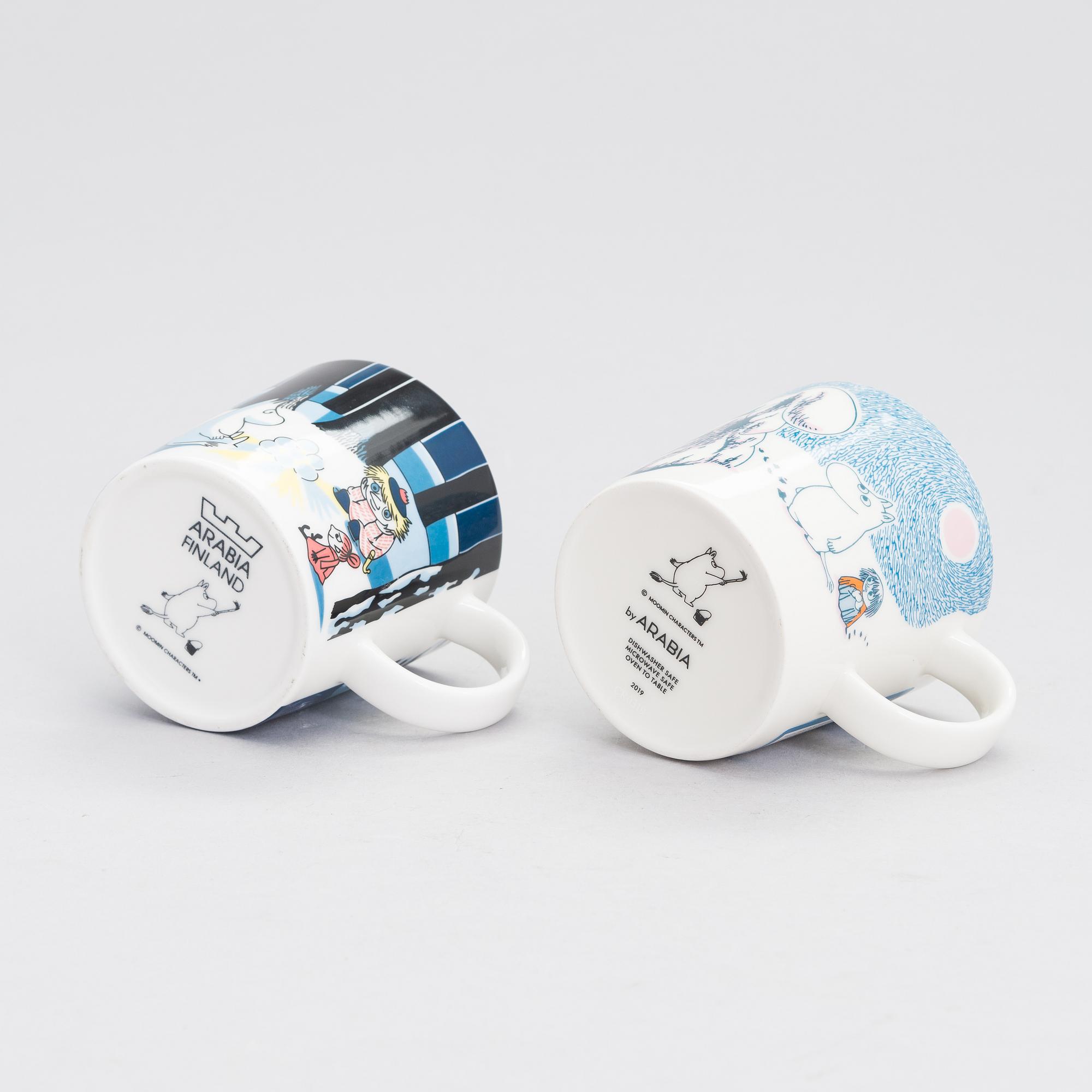 Muminmuggar, 9 st, porslin, Moomin Characters, Arabia.