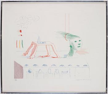David Hockney, "A Moving Still Life" från sviten "The Blue Guitar".