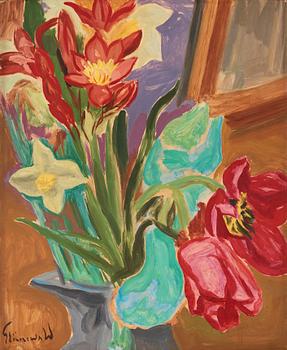 344. Isaac Grünewald, Still life with amaryllis and tulip.