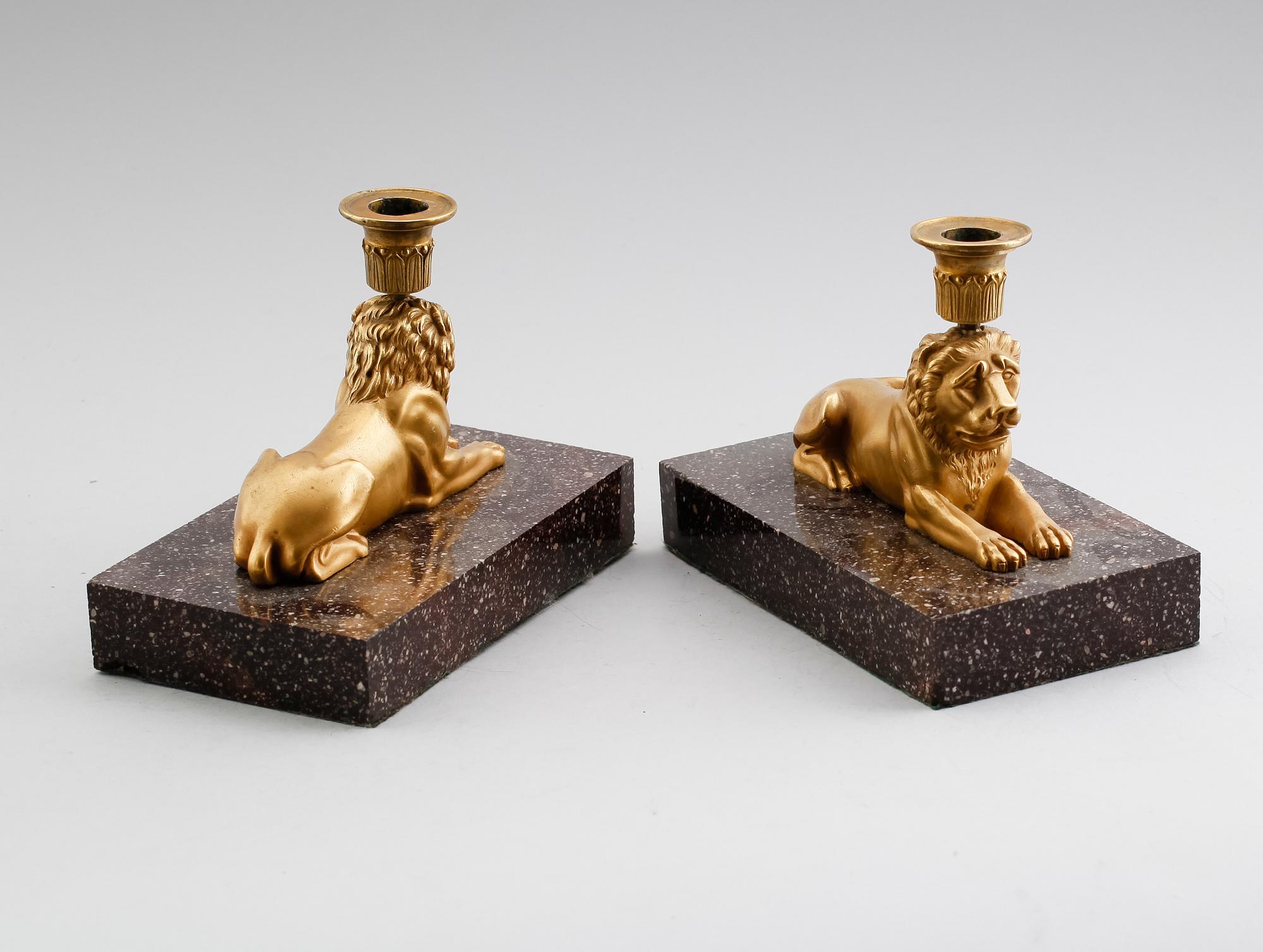 LJUSSTAKAR, 1 par, empirestil, 1900-tal.