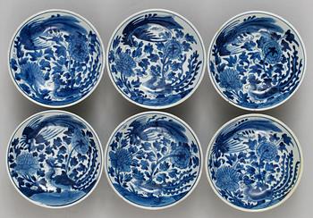 SKÅLFAT, sex stycken, porslin. Qing dynastin, Kangxi (1662-1722).