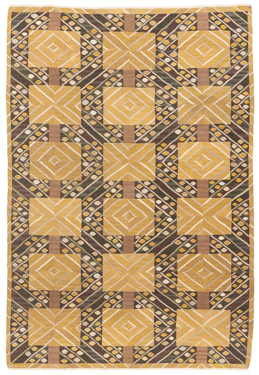 Marianne Richter, a carpet, "Strålar, gul", tapestry weave, ca 303 x 207 cm, signed AB MMF MR.
