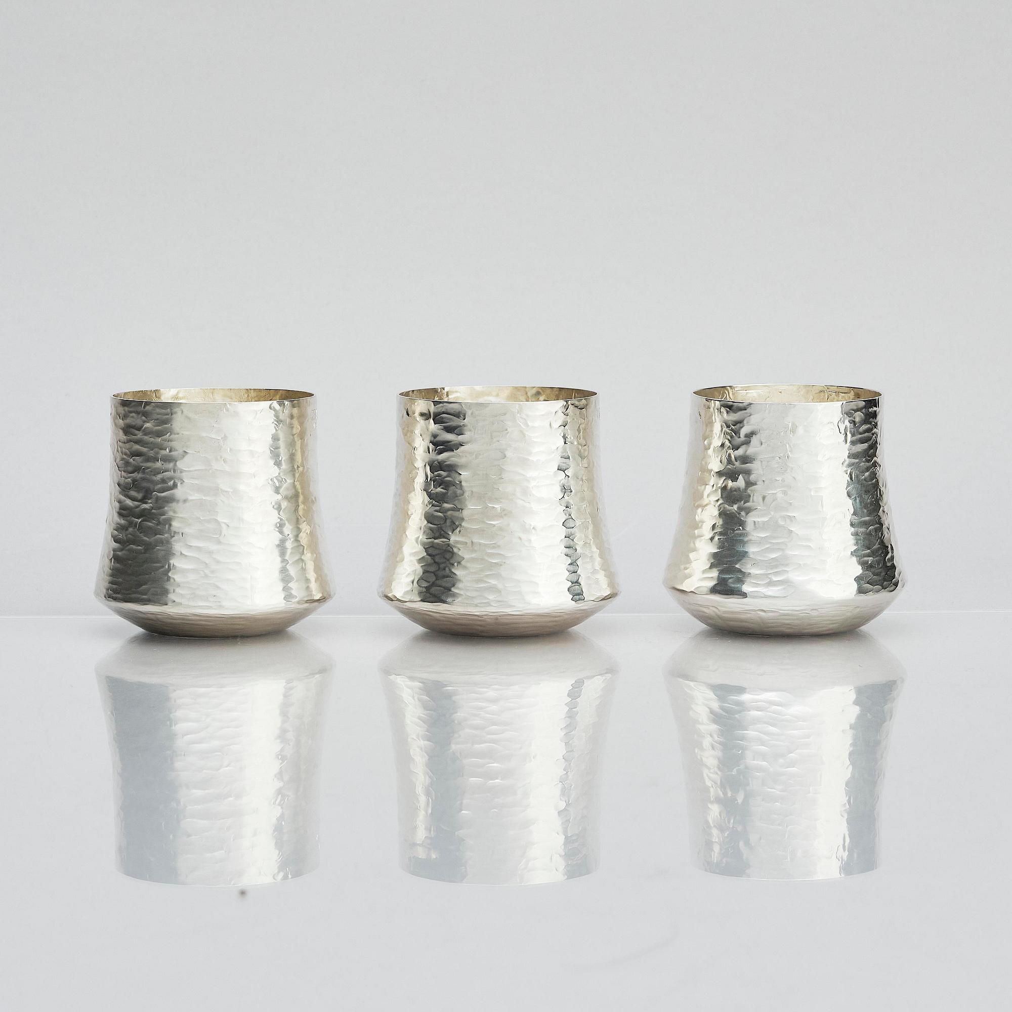 Tapio Wirkkala, a silver pitcher with six beakers, Kultakeskus, Tavastehus Finland 1970-80's.