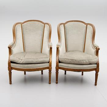 BERGÈRER, 1 par, Louis XVI-stil, 1800-talets andra hälft.