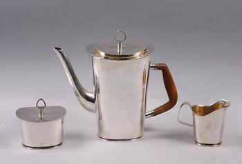 KAFFESERVIS, 3 delar, silver. Vera Ferngren 1965.