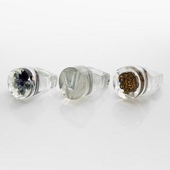 Siv Lagerström, three acrylic rings, 1970s.
