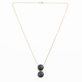 Pendant with chain 18K gold with spectrolite.