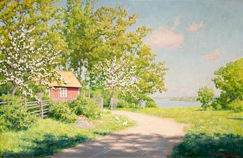 93. Johan Krouthén, Landscape with hens.