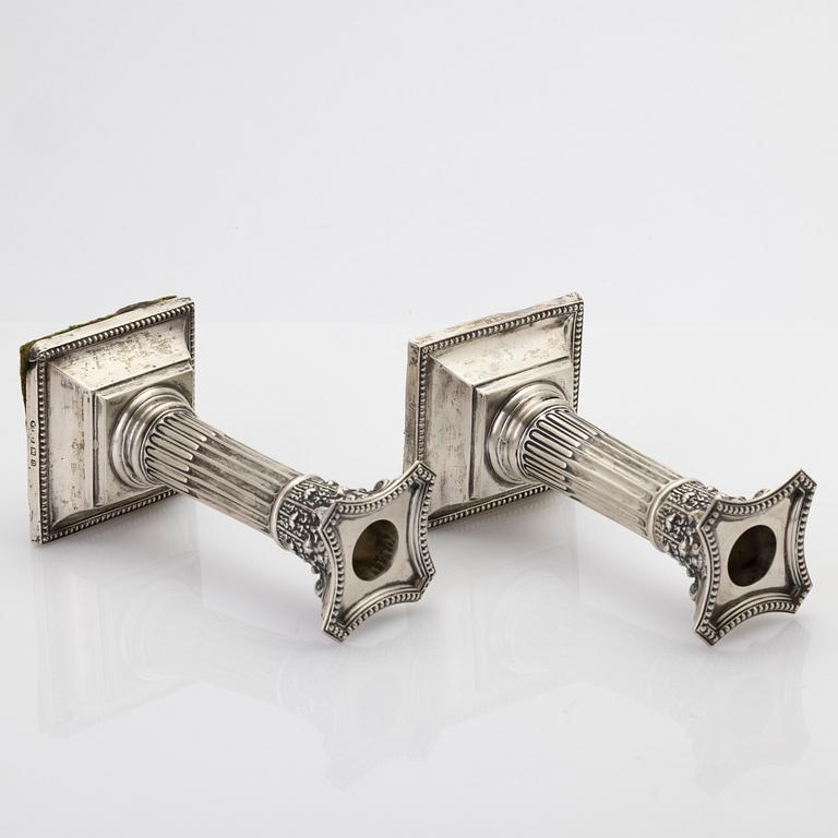 Candlesticks, a pair, silver, Birmingham, England, first half of the 20th century.