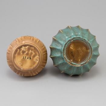 EWALD DAHLSKOG, two fayance vases by Bo Fajans in the 1930's.