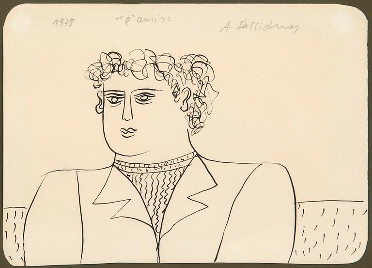Alexandre Fassianos, teckning, signerad och daterad 1978,