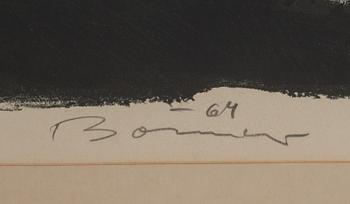 OLLE BONNIÉR, färglitografi, signerad och numrerad 11/100 Daterad -64.