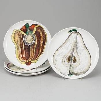 FORNASETTI, eight 'Sezioni di Frutta' ceramic plates, Milan, Italy, 1950's.
